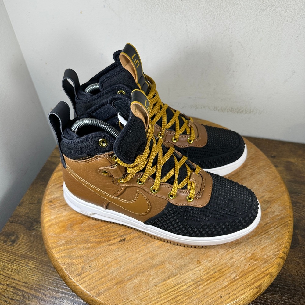 Nike Lunar Force 1 Duckboot Ale Brown Black Gold 805899-202 Mens Size 6 High Top